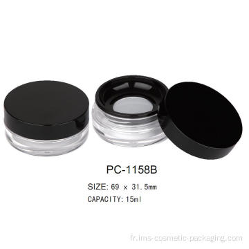 Plastic rond cosmétique lâche poudre contenant PC-1158B